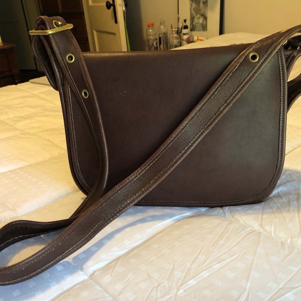 Vintage Brown Coach Flap Shoulder Bag from the 70s